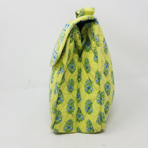 Vera Bradley bag lime green with blue‎ floral quilted lunch sack - Picture 3 of 10